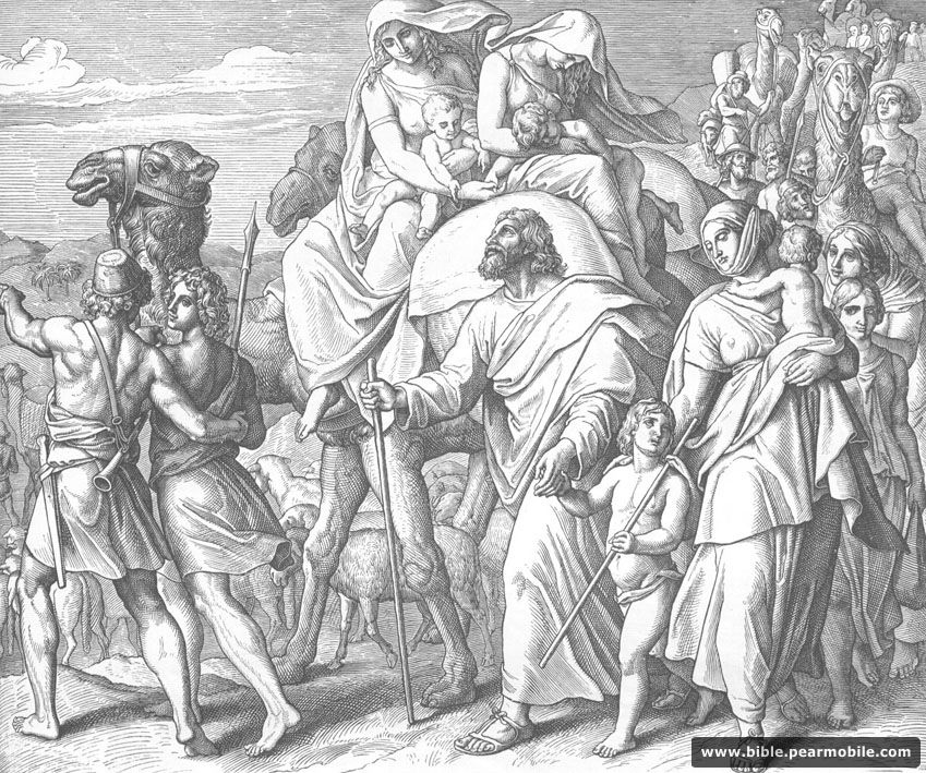 Ensimmäinen Mooseksen kirja 31:18 - Jacob Leaves For Canaan