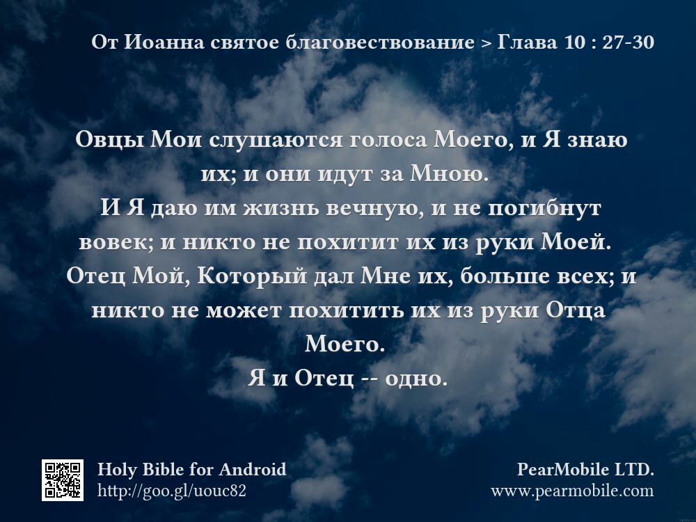 От Иоанна святое благовествование, Глава 10:27-30