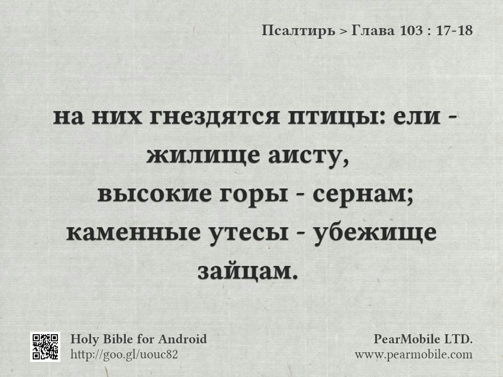 Псалтирь, Глава 103:17-18